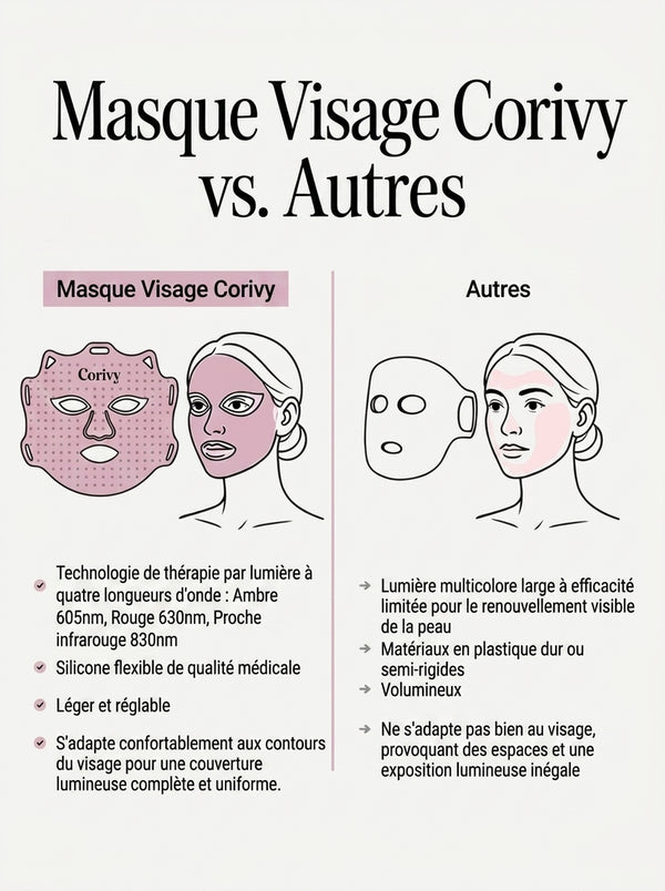Masque LED Visage Corivy – Anti-Âge & Éclat de la Peau