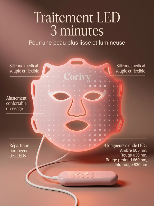 Masque LED Visage Corivy – Anti-Âge & Éclat de la Peau