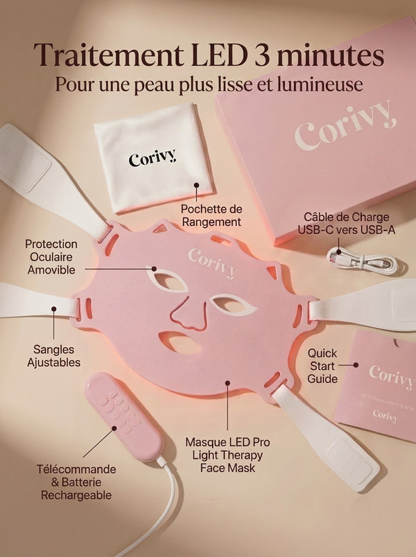 Masque LED Visage Corivy – Anti-Âge & Éclat de la Peau
